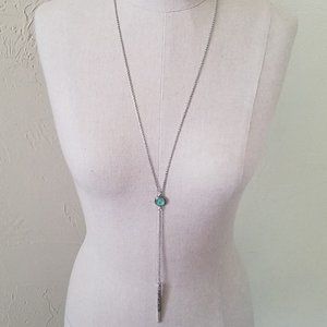 Green Crystal & Silver Necklace